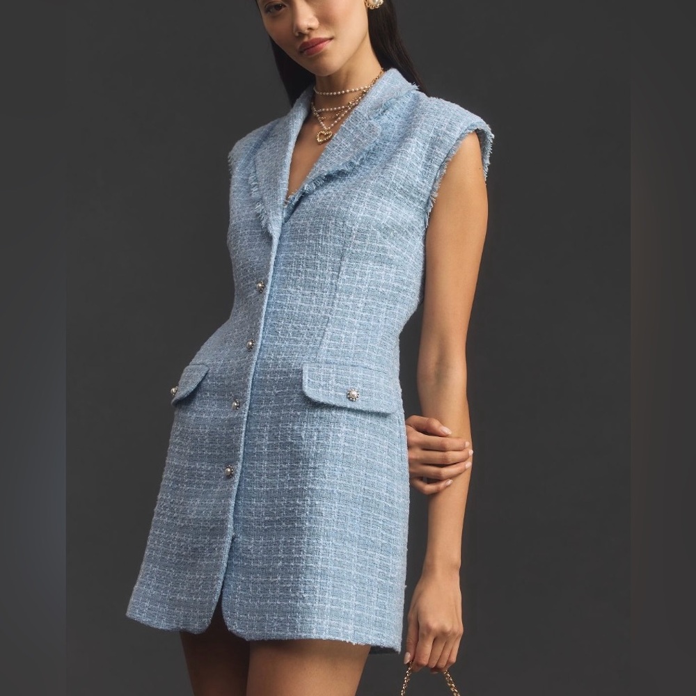 Maeve Sleeveless Tweed Blazer Mini Dress 10 - Picture 4 of 11